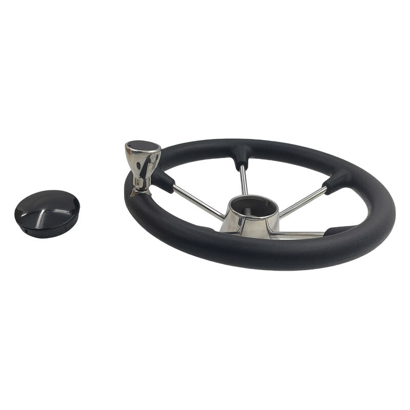 13-1/2'' Inch 5-Spoke Destroyer Style Boat Steering Wheel With Knob & Center Cap - Machter