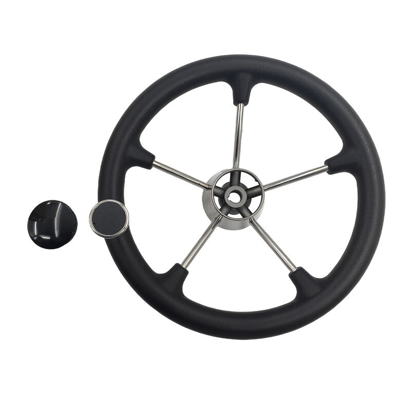 13-1/2'' Inch 5-Spoke Destroyer Style Boat Steering Wheel With Knob & Center Cap SWHEEL-BT01 - Machter