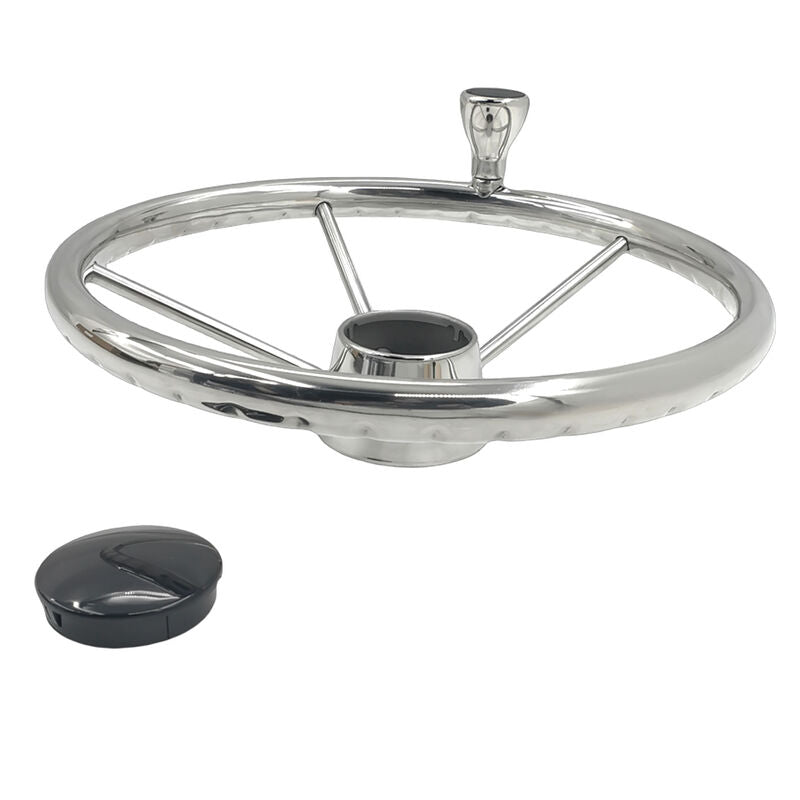 5 Spoke 13-1/2 Inch 13.5'' Destroyer Style Stainless Boat Steering Wheel With Knob - Machter