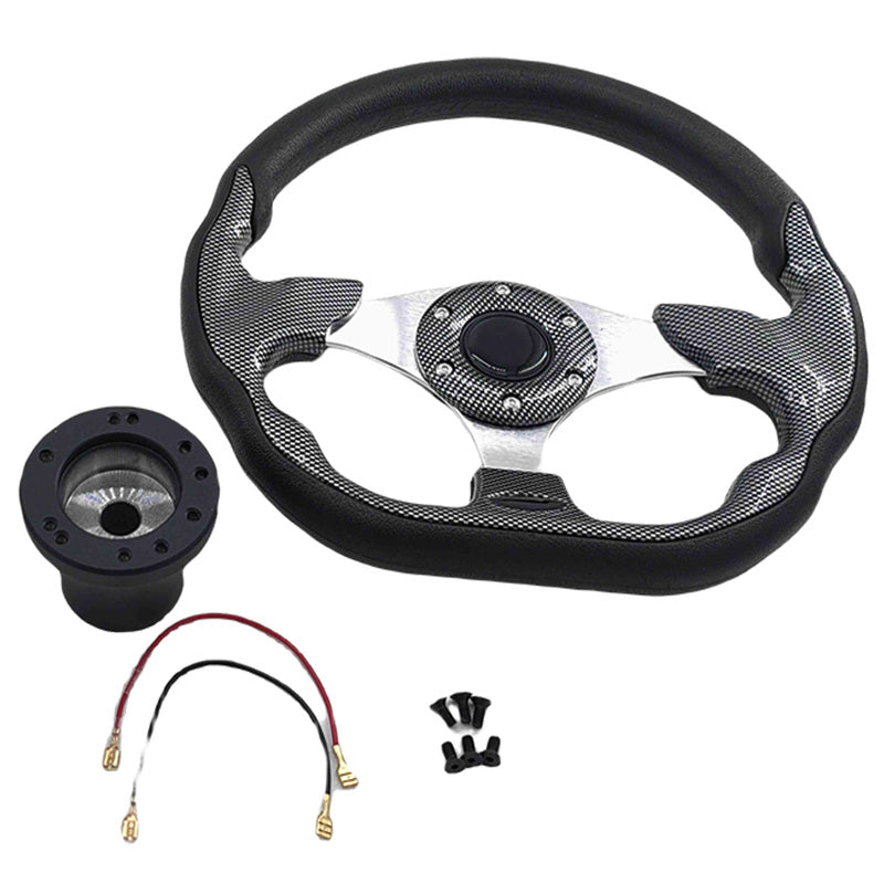 Golf Cart Steering Wheel Fit For EZGO TXT RXV Valor Marathon Adapter Black Upgrade SWHEEL-EZGO - Machter