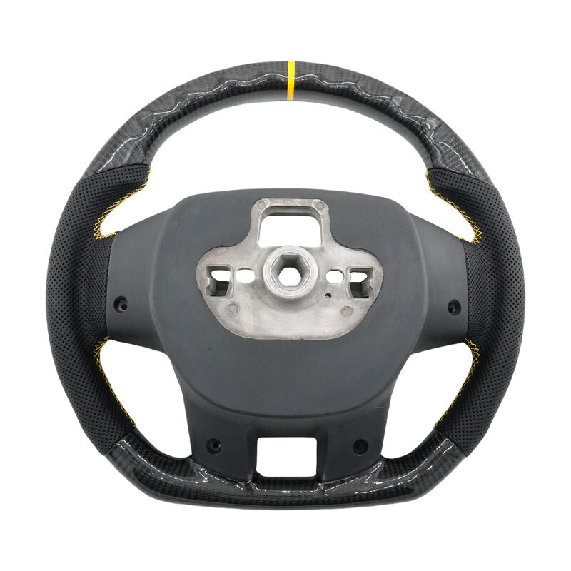 Steering Wheel Leather + Carbon Fibre Yellow Line Fit For Ford Ranger PX2 PX3 Everest UA SWHEEL-FD001 - Machter
