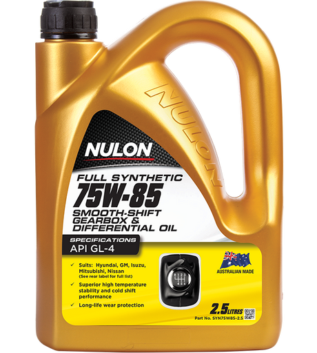 Full Synthetic 75W-85 Manual Gearbox and Transaxle Oil - Nulon 2.5L
