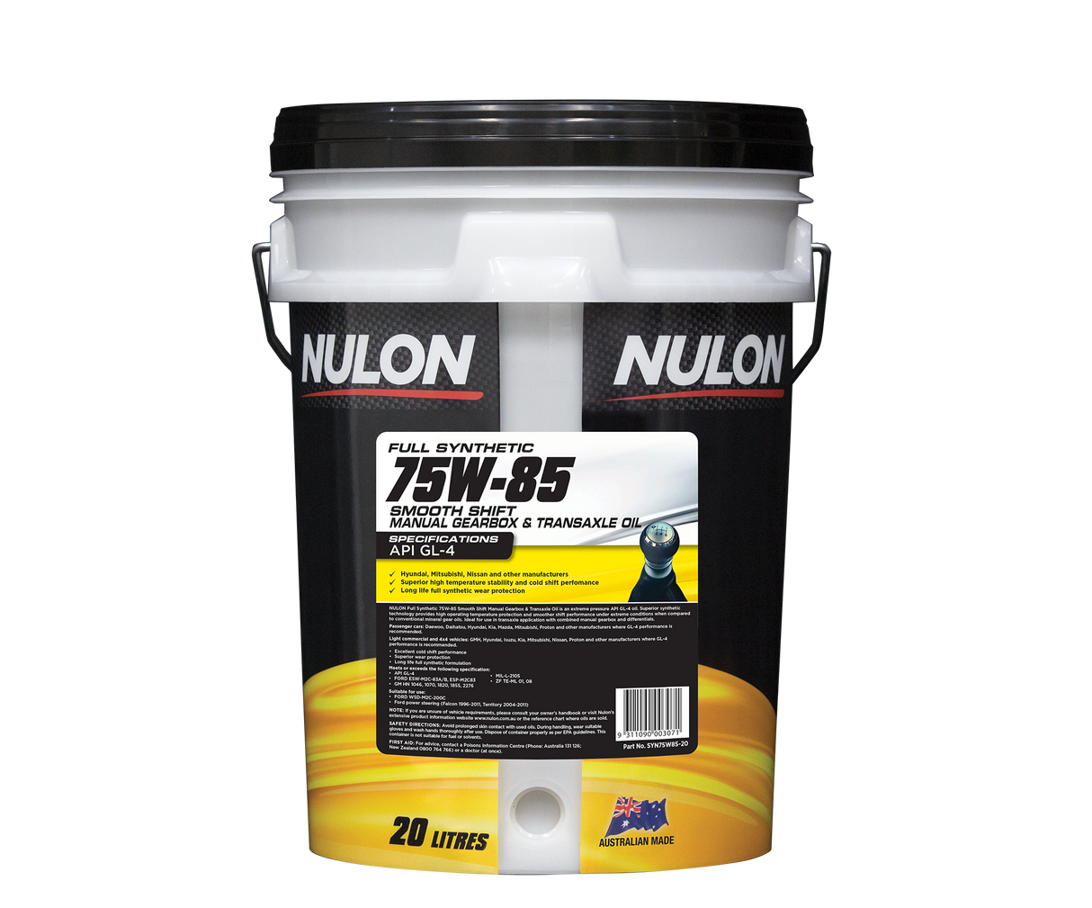 Full Synthetic 75W-85 Manual Gearbox and Transaxle Oil - Nulon 20L