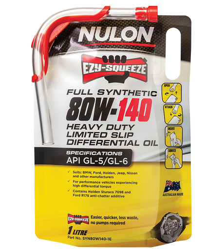 Full Synthetic 80W-140 Heavy Duty Limited Slip Differential Oil - Nulon 1L
