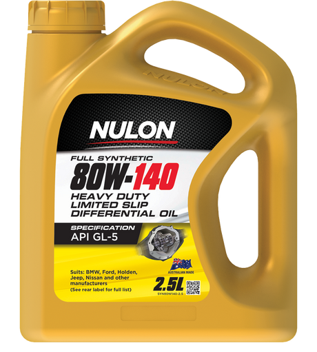 Full Synthetic 80W-140 Heavy Duty Limited Slip Differential Oil 2.5L - Nulon | Universal Auto Spares