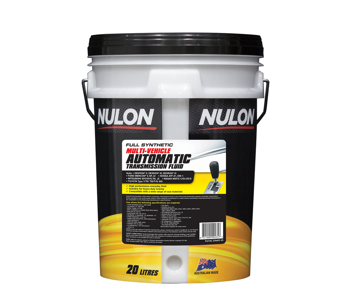 Full Synthetic Multi Vehicle Automatic Transmission Fluid - Nulon 20L