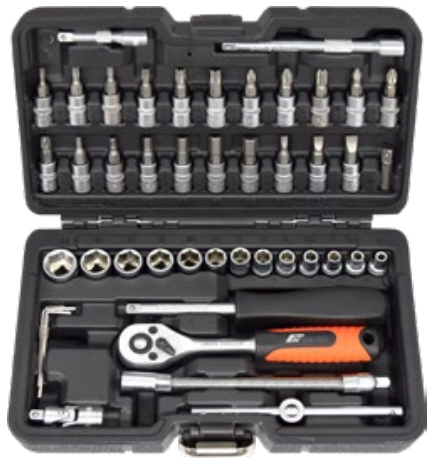 46 Piece Socket, Ratchet & Bits Set - PKTool