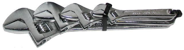 Adjustable Wrench 4 Piece Set 6", 8", 10" & 12" - Tool King