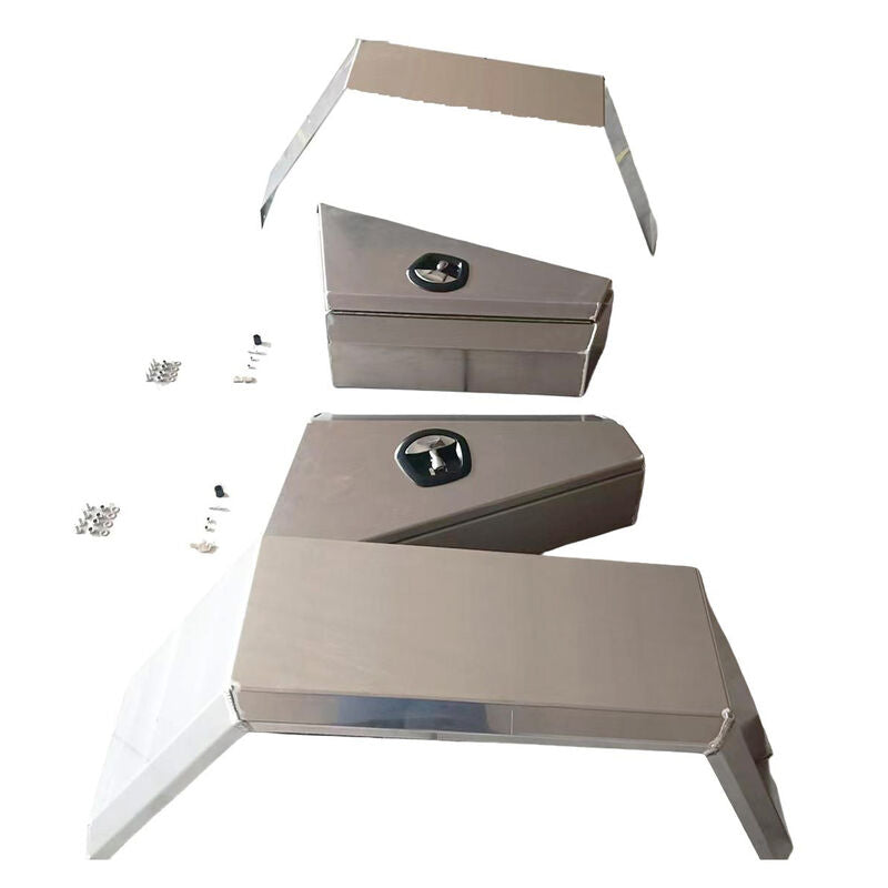 Pair Aluminium 780mm Double Tapered Under Tray Ute Tool Box + Flare Mud Guards TBOX-002 - Machter