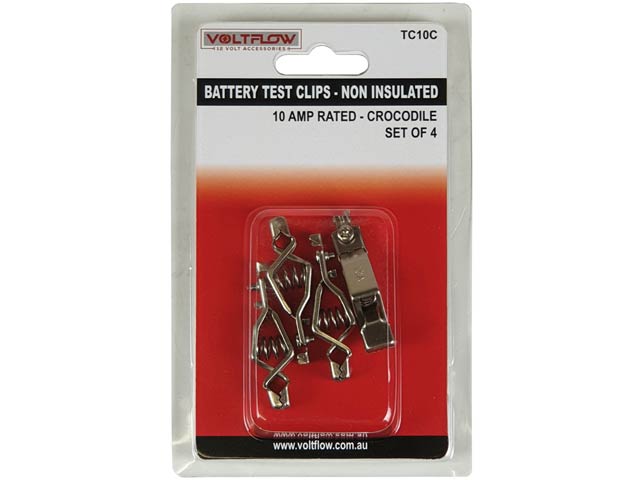 Testing/Crocodile Clips 10 AMP Non-Insulated 6 Pieces - VoltFlow