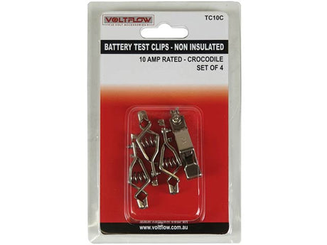 Testing/Crocodile Clips 10 AMP Non-Insulated 6 Pieces - VoltFlow