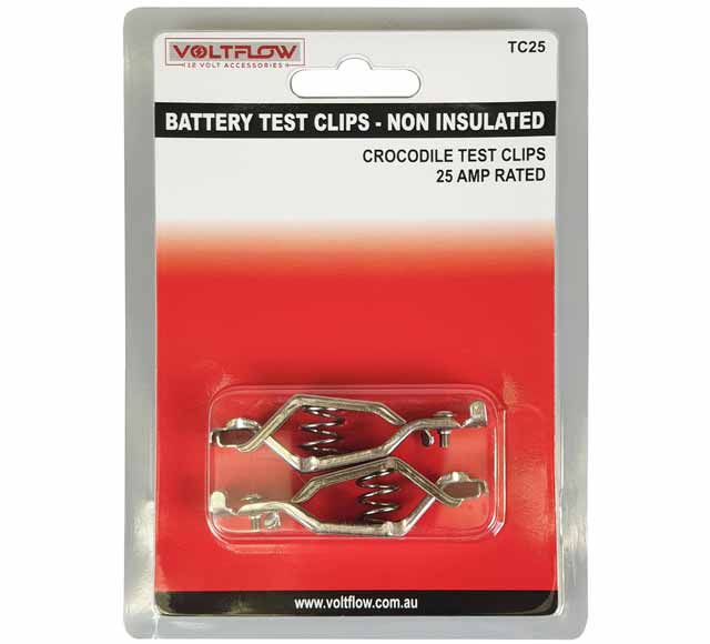 Testing/Crocodile Clips 25 AMP Non-Insulated 2 Pieces - VoltFlow