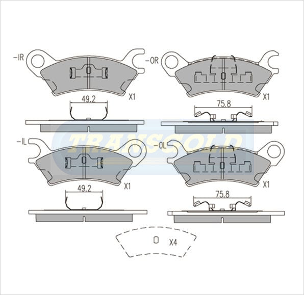 Brake Pads Front Fits Mazda 929 TG0278N - Transgold | Universal Auto Spares