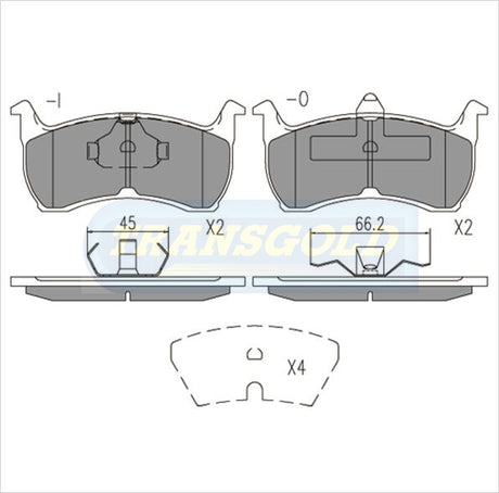 Brake Pads Front Fits Ford Falcon Ea 0n, All Models TG1108N - Transgold | Universal Auto Spares