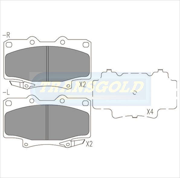 Brake Pads Front Fits Toyota Landcruiser TG1199N - Transgold | Universal Auto Spares