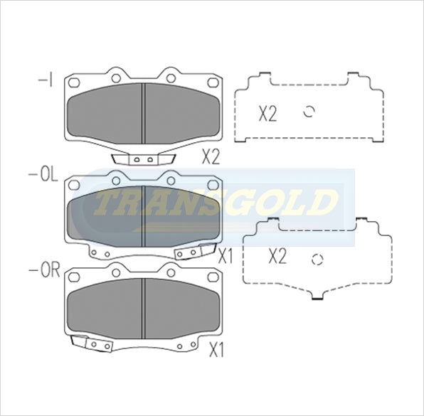 Brake Pads Front Fits Toyota Prado 4WD V6 7/96 TG1323N - Transgold | Universal Auto Spares