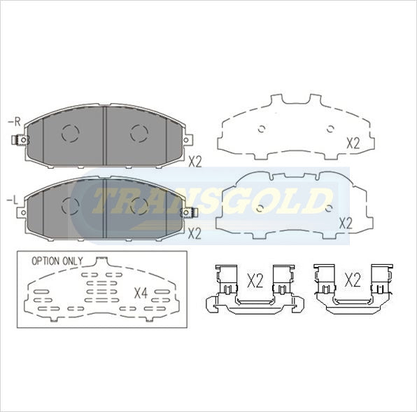 Brake Pads Front Fits Nissan Patrol Gu Y61 4WD Wagon 1998 On TG1361N - Transgold | Universal Auto Spares