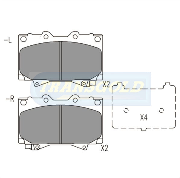 Brake Pads Front Fits Toyota Landcruiser 1998 On TG1365N - Transgold | Universal Auto Spares