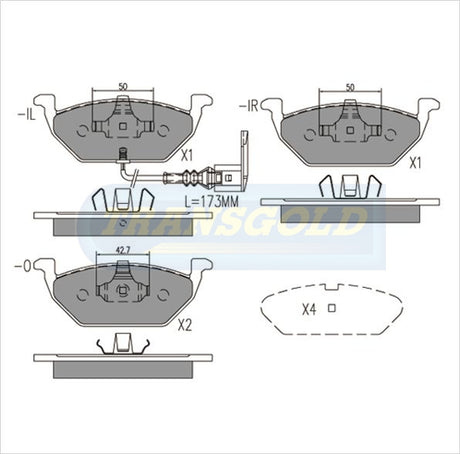 Brake Pads Front Fits Volkswagen Golf 2000 On TG1405N - Transgold | Universal Auto Spares