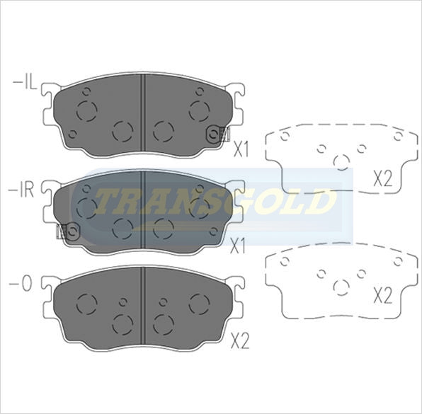 Brake Pads Front Fits Mazda 626 4D Sedan 2.0 (Some Models) 1998-02 TG1412N - Transgold | Universal Auto Spares