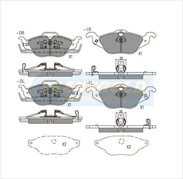 Brake Pads Front Fits Holden Astra Ts Cd 5D 1.8 Sep 1998 On TG1424N - Transgold | Universal Auto Spares
