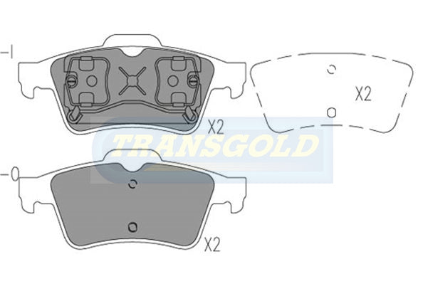 Brake Pads Rear Fits Mazda 3 2004-On TG1665N - Transgold | Universal Auto Spares