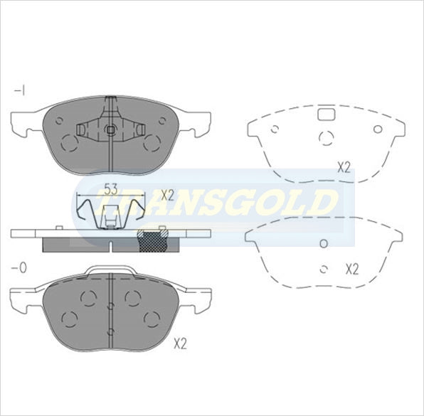 Brake Pads Front Fits Mazda 3 Front 2004 On DB1679 TG1679N - Transgold | Universal Auto Spares