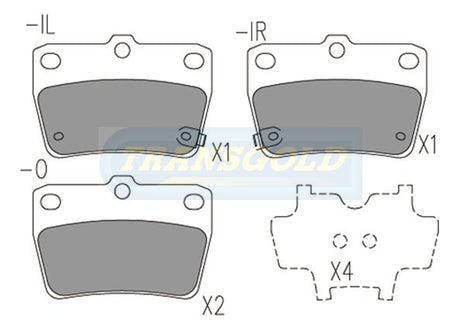 Brake Pads Rear Fits Toyota Rav4 00-03 TG1680N - Transgold | Universal Auto Spares