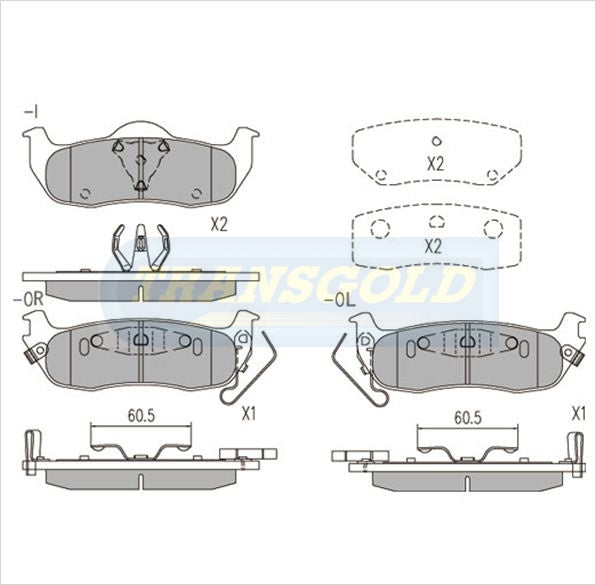 Brake Pads Rear Fits Nissan Armada 04-On Suv 4X2, 4X4 5.6L V8, Titan 04-On P/up2wd, 4WD 5.6L TG1685 - Transgold | Universal Auto Spares