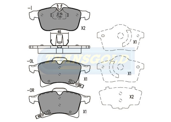 Brake Pads Front Fits Holden Astra Ah 2005-On Front FDB1640 (DB1808) TG1808 - Transgold | Universal Auto Spares