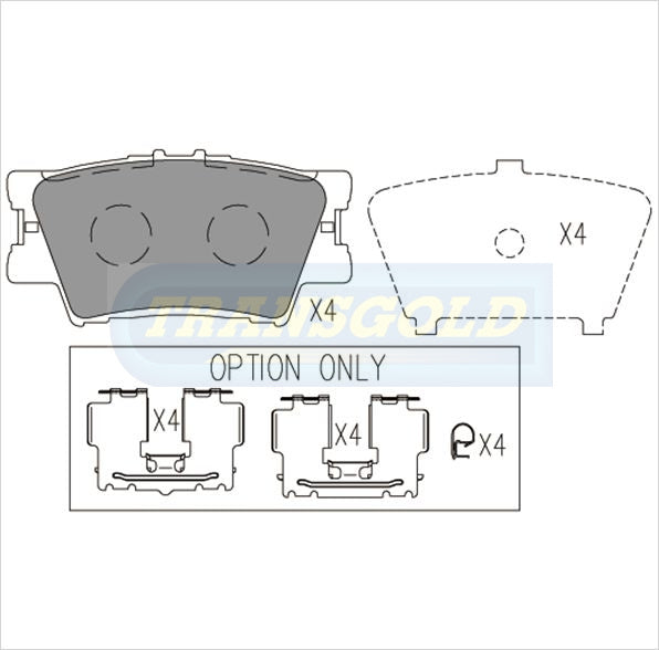 Brake Pads Rear Fits Toyota Camry, Aurion 2006-on TG1832N - Transgold | Universal Auto Spares