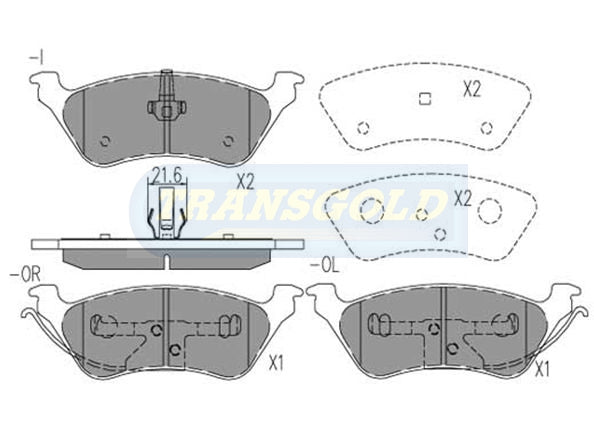 Brake Pads Rear Fits Chyrsler Voyager Rg 2001-On TG1853N - Transgold | Universal Auto Spares
