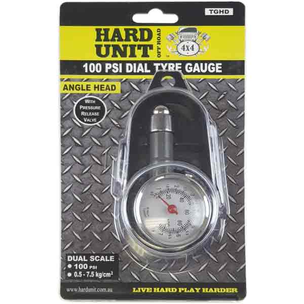 Tyre Gauge 10 - 100PSI Metal Dial - HARD UNIT