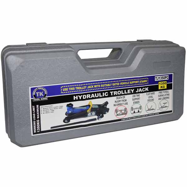 Hydraulic Trolley Jack 1350KG Lift Height 175mm - Tool King Carry Case