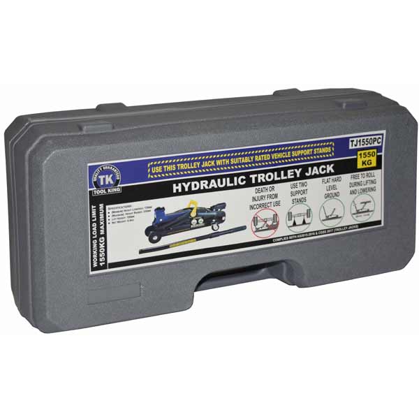 Hydraulic Trolley Jack 1550KG Lift Height 195mm- Tool King Carry Case