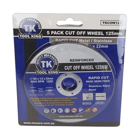 Cut Off Wheel 125mm 5" Pack Of 5 - Tool King | Universal Auto Spares