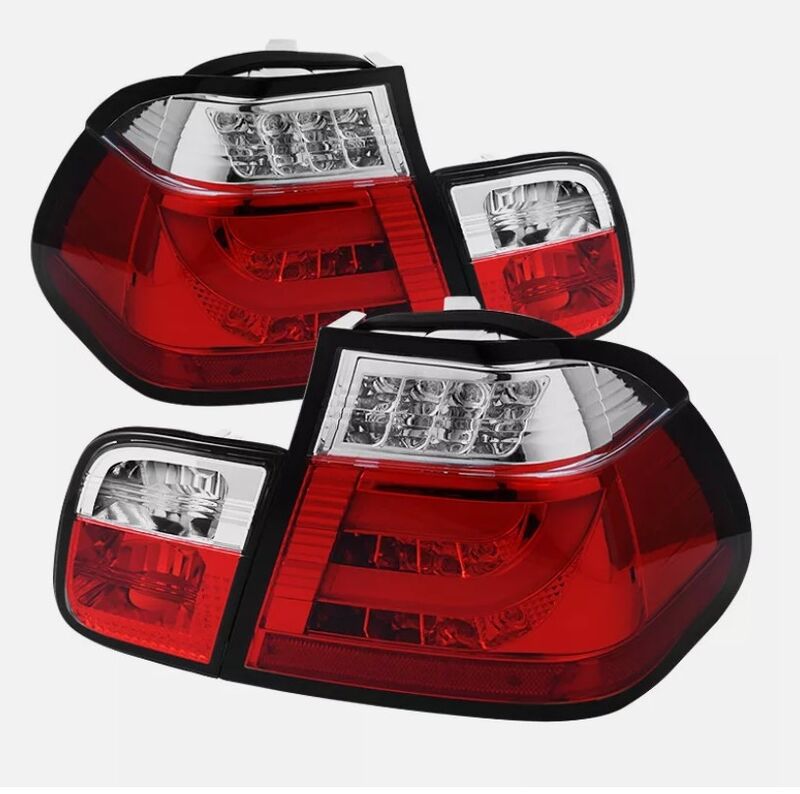 Clear Red LED 3D Tail Lights Fit For BMW E46 3 Series 4D Sedan 318I 320I 1998-2001 TL-BMW028LS - Machter