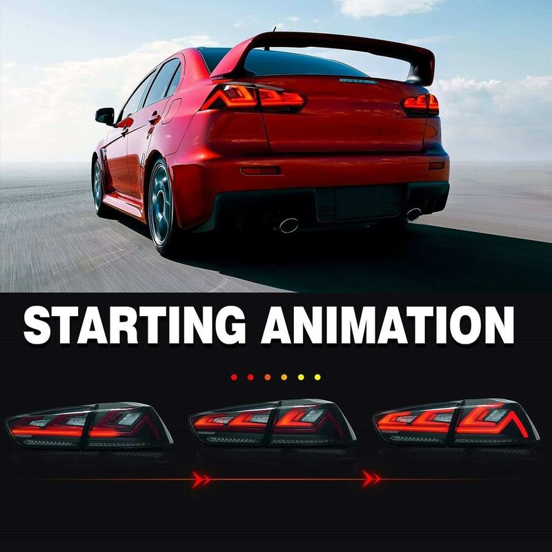 Clear Red 3D V3 LED Tail Lights Fit For Mitsubishi Lancer CJ EVO X VRX 2007-2018 TL-MB031LS - Machter