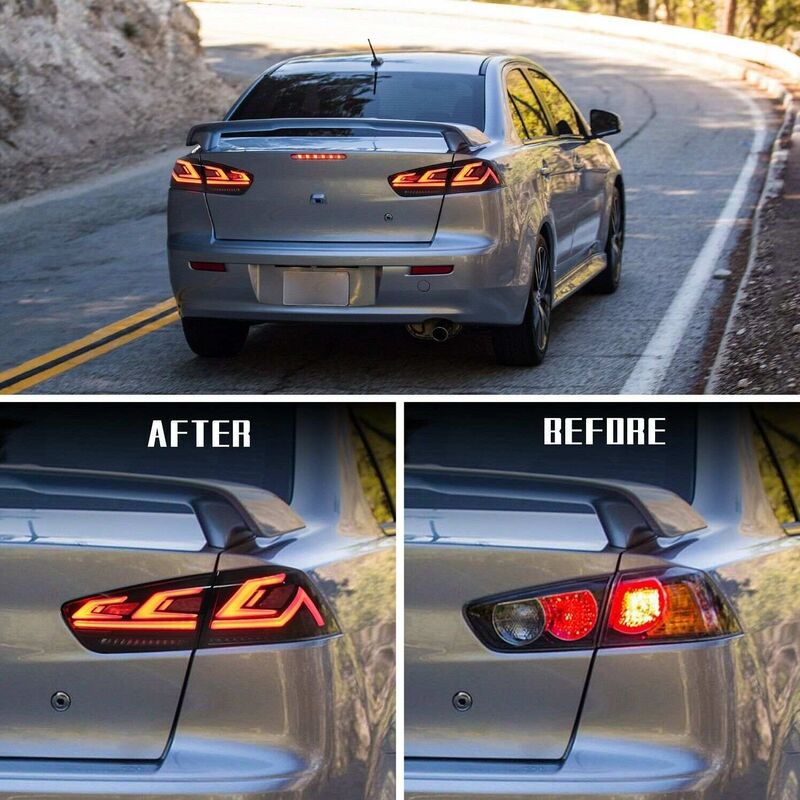Clear Red 3D V3 LED Tail Lights Fit For Mitsubishi Lancer CJ EVO X VRX 2007-2018 TL-MB031LS - Machter