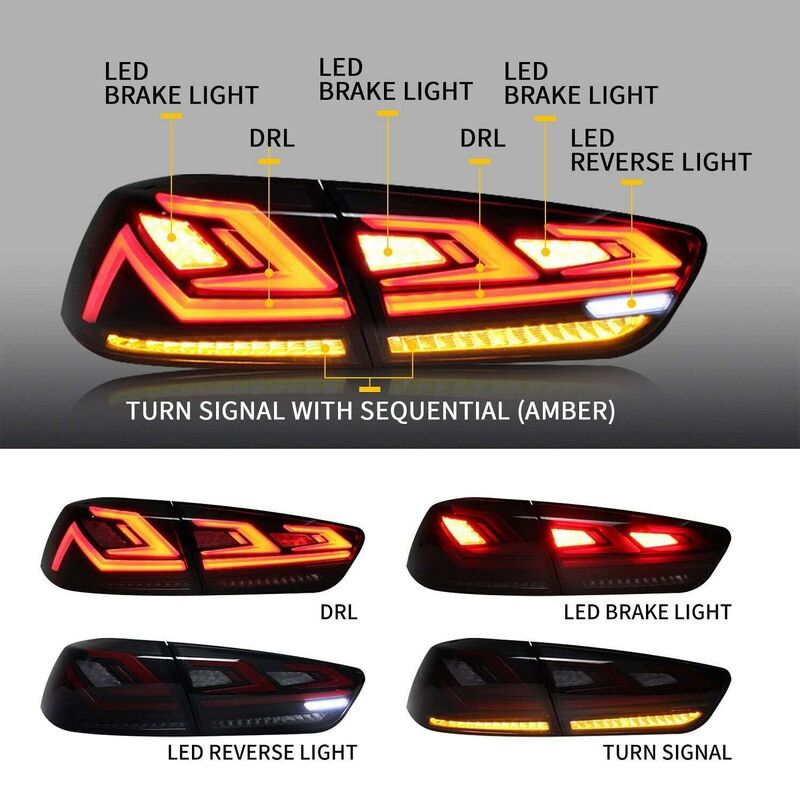 Clear Red 3D V3 LED Tail Lights Fit For Mitsubishi Lancer CJ EVO X VRX 2007-2018 TL-MB031LS - Machter