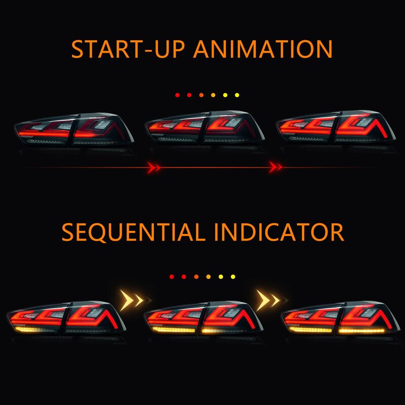 Clear Red 3D V3 LED Tail Lights Fit For Mitsubishi Lancer CJ EVO X VRX 2007-2018 TL-MB031LS - Machter