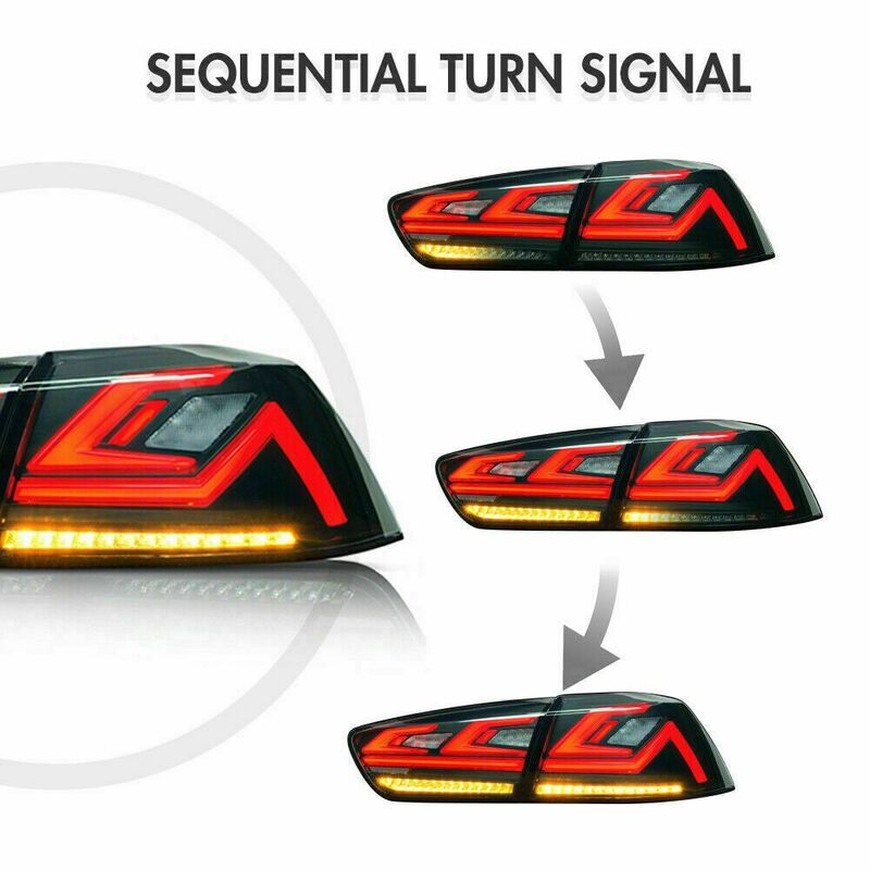 Clear Red 3D V3 LED Tail Lights Fit For Mitsubishi Lancer CJ EVO X VRX 2007-2018 TL-MB031LS - Machter