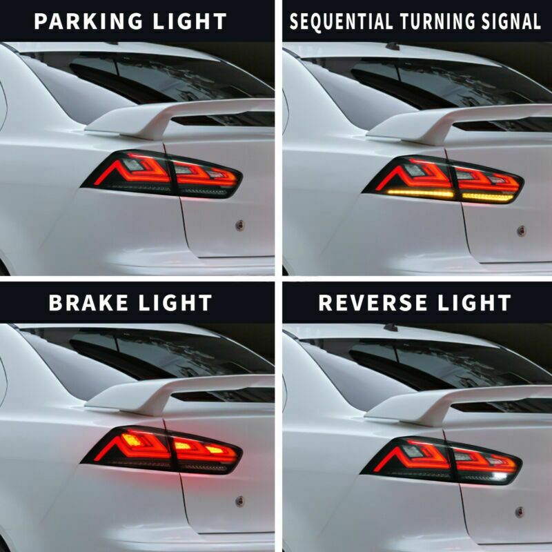 Clear Red 3D V3 LED Tail Lights Fit For Mitsubishi Lancer CJ EVO X VRX 2007-2018 TL-MB031LS - Machter
