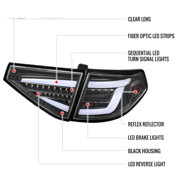 Spec D Black 3D LED Tail Light Dynamic Signal Fit For Subaru Impreza G3 WRX RS STI Hatchback TL-SB037LS - Machter
