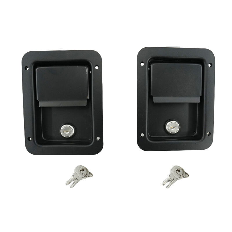 2 x Large Paddle Handle Lock Latch Pair Black Powdercoated Caravan Truck Toolbox TTL-003-2PCS - Machter