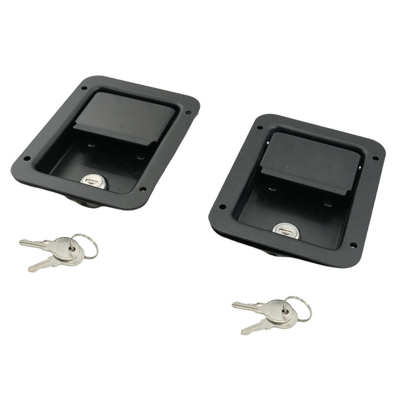 2 x Large Paddle Handle Lock Latch Pair Black Powdercoated Caravan Truck Toolbox TTL-003-2PCS - Machter
