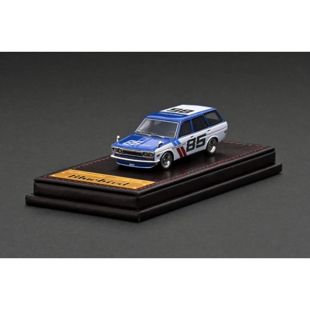 Datsun Bluebird (510) Wagon Blue/White Resin Diecast Model Car 1:64 Scale (Approx. 7cm) Collectible | Universal Auto Spares