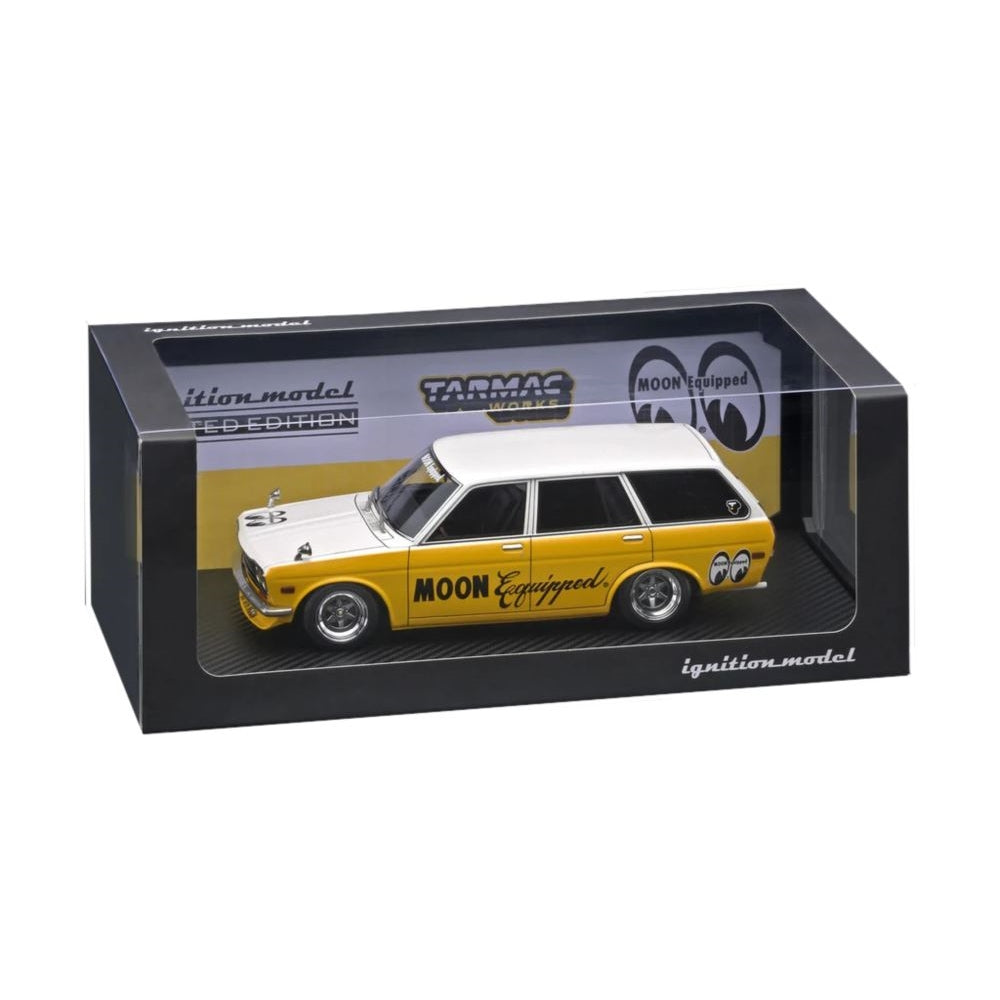 Datsun Bluebird (510) Wagon Yellow/White Resin Diecast Model Car 1:18 Scale (Approx. 25cm) Collectible | Universal Auto Spares