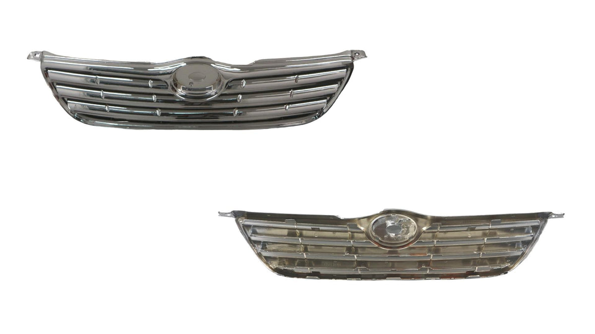 Front Grille (Full Chromed, 3 Bar) Toyota Corolla ZZE122 Sedan 2004 - 2007 TYCO-GRI-623F - Sterling