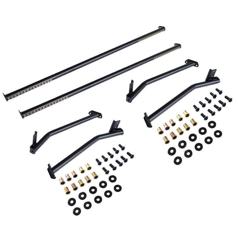 2 Pcs Front & Rear Black Steel Adjustable UTE Tub Ladder Rack Roll Bar URACK-004 - Machter